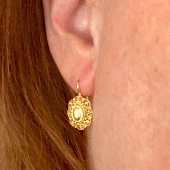 14kt Italian Filigree Earrings - Picture 3 of 6